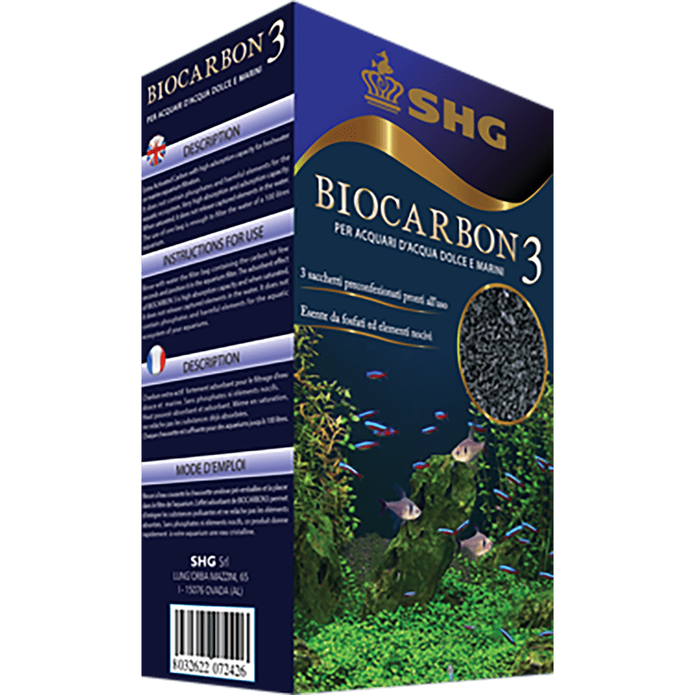 confezione di Biocarbon 3, materiale filtrante per acquario, carbone
