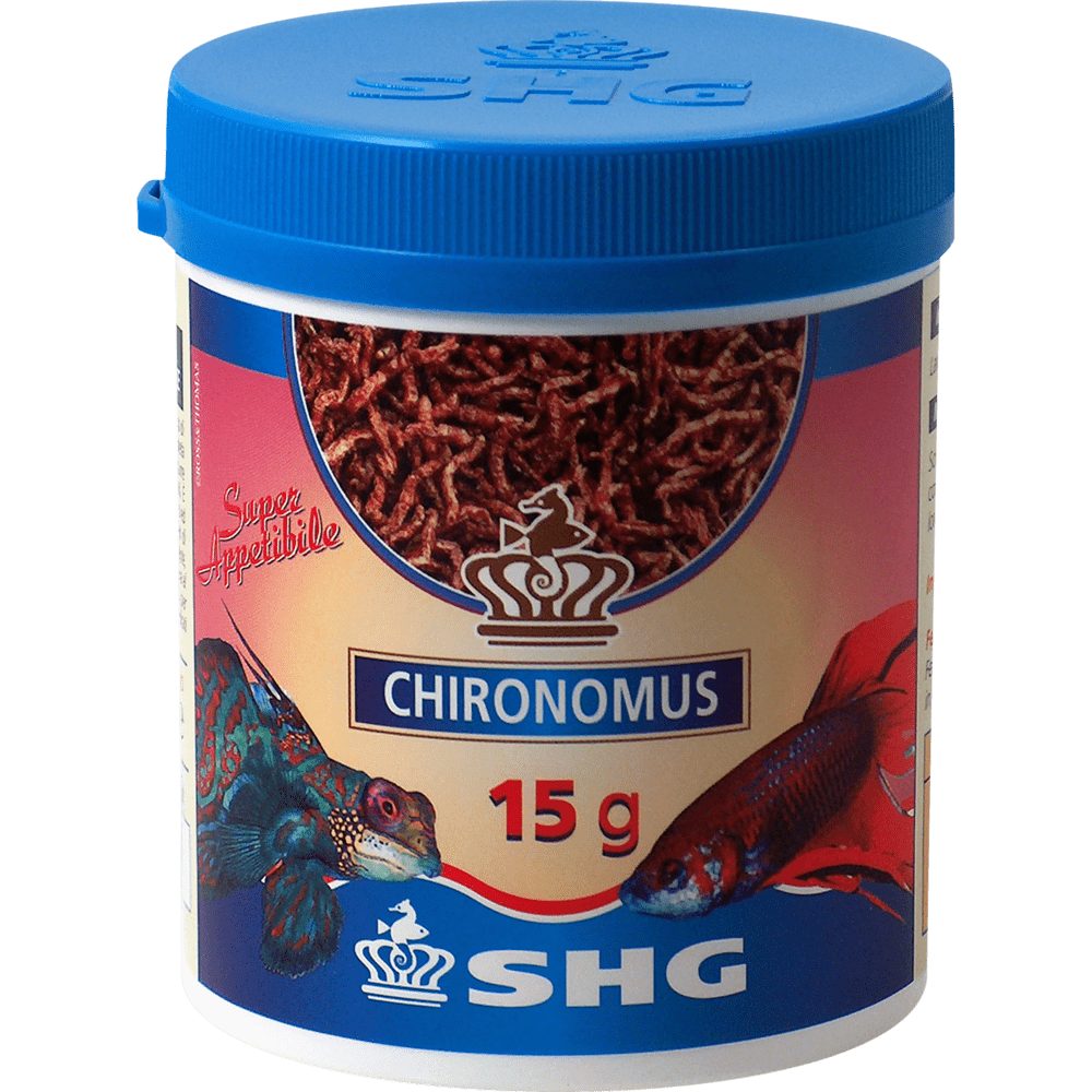 confezione di Chironomus, mangime liofilizzato per acquario tropicale