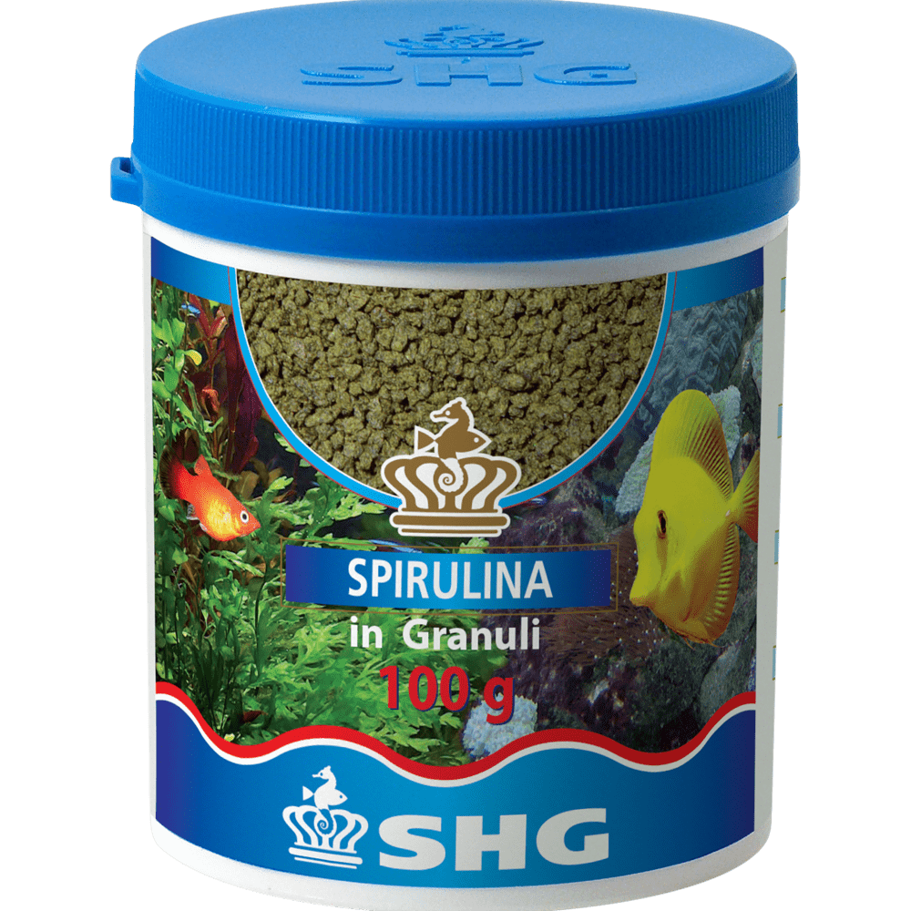 confezione da 100g di Spirulina in Granuli, mangime per pesci