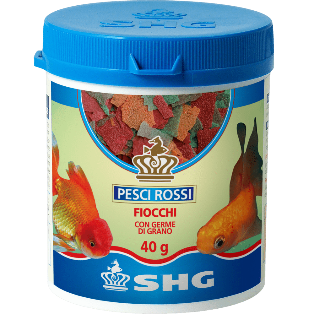 confezione di mangime per pesci rossi in fiocchi